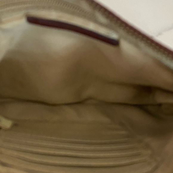 SOLD! EUC Lucky Brand Rayla Burgandy Brown Chevron Leather Wristlet Clutch - Picture 10 of 14